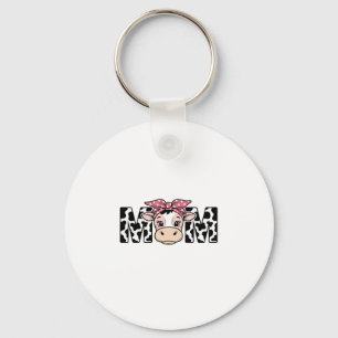 Llavero Diseño Gráfico de Vaca Linda Mamá Moño_1