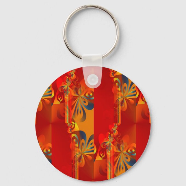 Llavero Diseño gráfico impecable - naranja rojo I (Anverso)