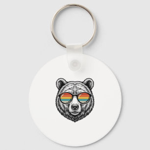 Llavero Diseño gráfico vectorial de gafas de sol de oso vi