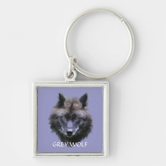 Llavero Diseño GRIS WOLF Arte Wildlife Key Ring (Frente)
