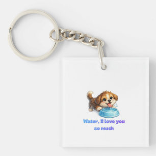 Llavero Diseño Inspirador de Perro Feliz Amante del Agua