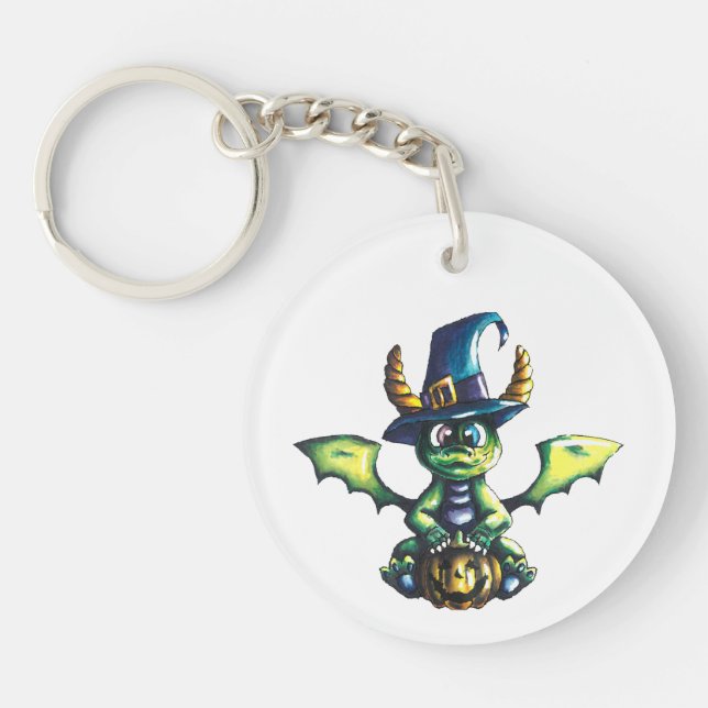 Llavero Diseño mágico de dragones de Halloween (Frente)