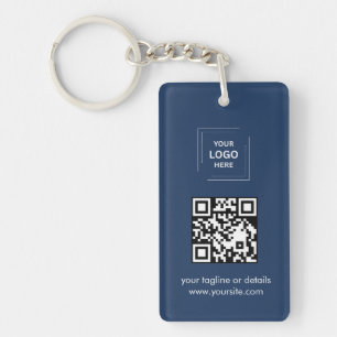 Llavero Diseño moderno de negocio de logo QR azul marino d