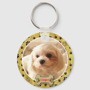 Llavero Diseño Moderno Divertido Simple de Huella de Perro
