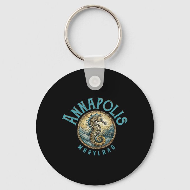 Llavero Diseño náutico de caballito de mar de Annapolis Ma (Anverso)