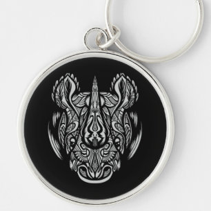 Llavero diseño ornamental de cara de rinoceronte