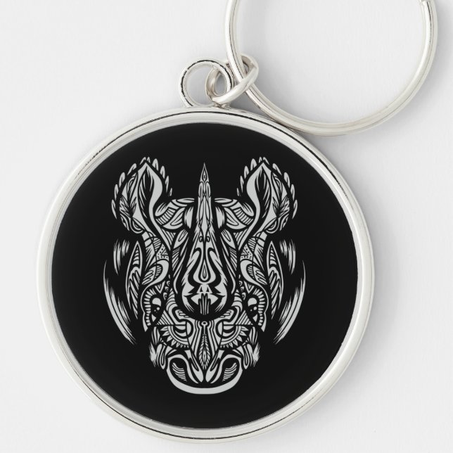 Llavero diseño ornamental de cara de rinoceronte (Frente)