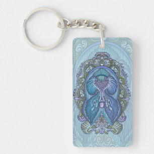 Llavero Diseño Ornate Blue & Verde azulado Mandala