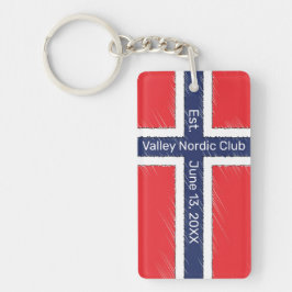 Llavero Diseño personalizado de bandera de Noruega con nom