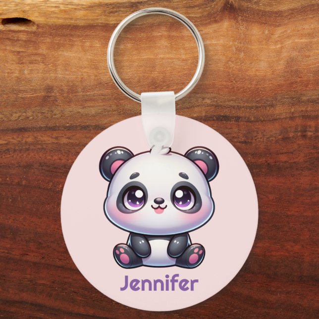 Llavero Diseño personalizado de Kawaii Panda Adorable (Anverso)