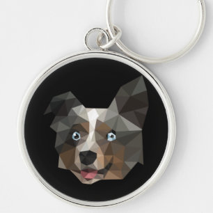 Llavero Diseño Poligonal de Cabeza de Perro