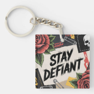 Llavero Diseño Rebelde: Eslogan Punk "Mantén la Rebeldía"