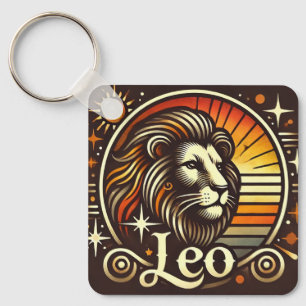 Llavero Diseño retro de la cadena de claves de Leo Zodiac