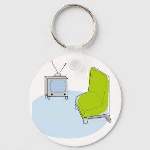 Llavero diseño retro de la TV y de la silla