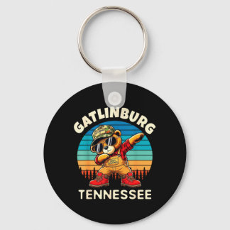 Llavero Diseño Retro de Oso Dabbing de Gatlinburg Tennesse