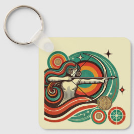 Llavero Diseño retro Sagittarius Zodiac Keychain
