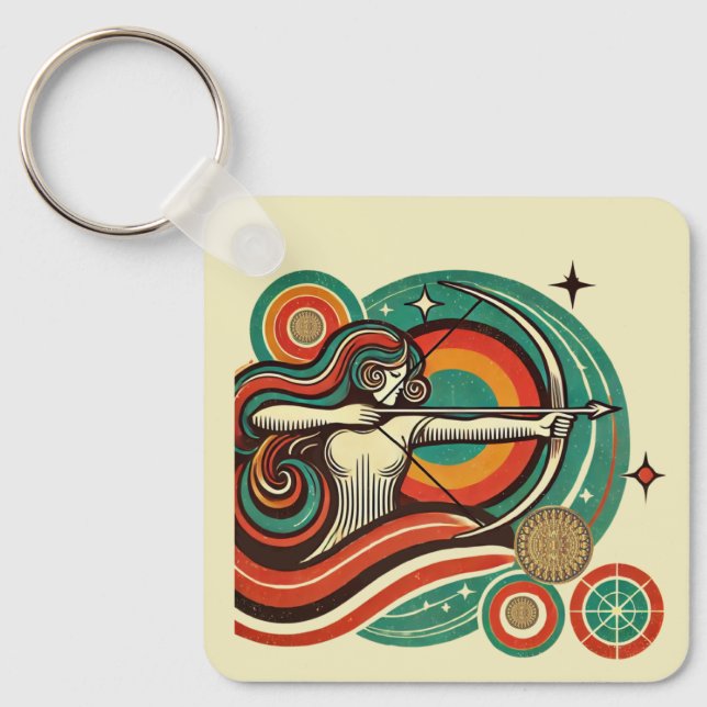 Llavero Diseño retro Sagittarius Zodiac Keychain (Anverso)