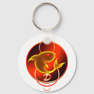 Llavero Diseño Rojo de Piscis del Zodiaco