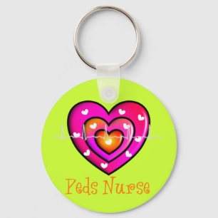Llavero Diseño rosado artsy del corazón de la enfermera