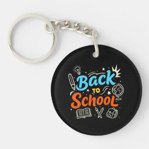 Llavero Diseño tipográfico colorido de regreso a clases