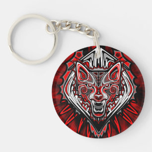Llavero Diseño Totémico Tribal Haida de Lobo
