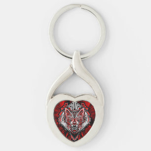 Llavero Diseño Totémico Tribal Haida de Lobo