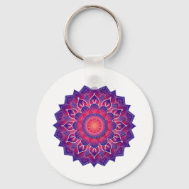 Llavero Diseño tradicional de mandala morado azul   