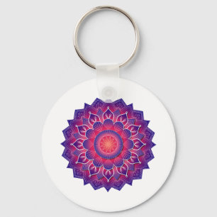 Llavero Diseño tradicional de mandala morado azul