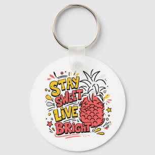 Llavero Diseño Tropical de Piña Diversión Colorido Verano