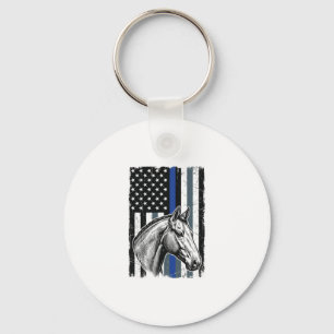 Llavero Diseño vectorial de bandera de caballo de línea az