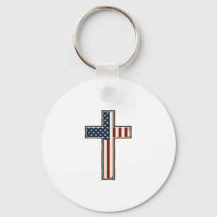 Llavero Diseño vectorial de cruz patriótica angustiado_1