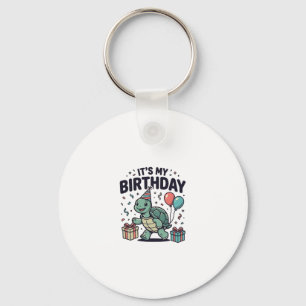 Llavero Diseño vectorial de fiesta de cumpleaños de tortug