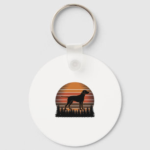 Llavero Diseño vectorial de perro de caza vintage atardece
