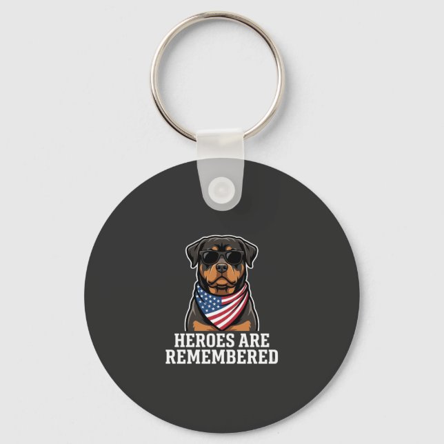 Llavero Diseño vectorial de perro héroe Rottweiler patriót (Anverso)