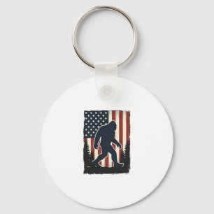 Llavero Diseño vectorial vintage de Bigfoot con bandera am