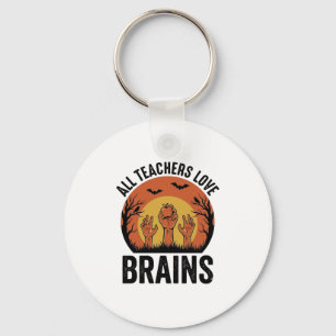 Llavero Diseño vectorial vintage de cerebros de Halloween 