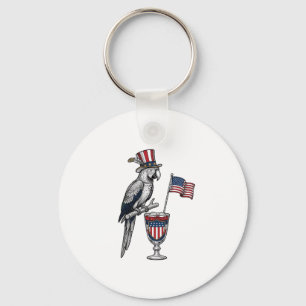 Llavero Diseño vectorial vintage de cóctel de loro patriót