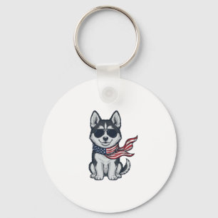 Llavero Diseño vectorial vintage patriótico de cachorro de
