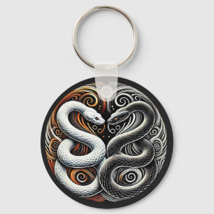 Llavero Diseño Yin Yang con Dos Serpientes