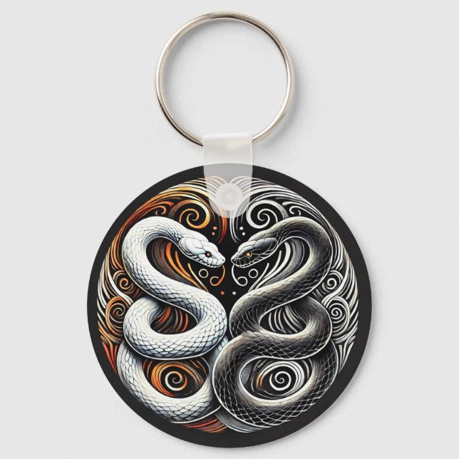 Llavero Diseño Yin Yang con Dos Serpientes (Anverso)