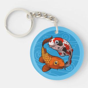 Llavero Diseño Yin Yang de carpa koi extravagante Ilustrac