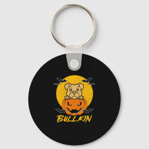 Llavero Disfraz de calabaza de Halloween Bulldog divertido