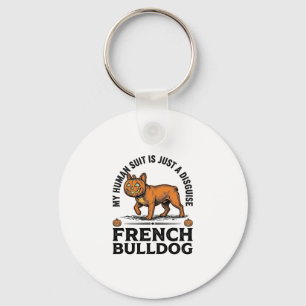 Llavero Disfraz de camisa de calabaza de Bulldog Francés d
