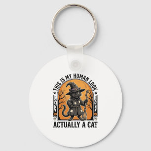 Llavero Disfraz de Gato de Halloween Divertido Camiseta de