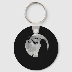 Llavero Disfraz de gato negro aterrador vintage de Hallowe
