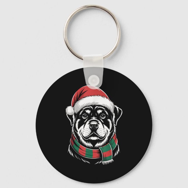 Llavero Disfraz de Navidad para perro Rottweiler con sombr (Anverso)