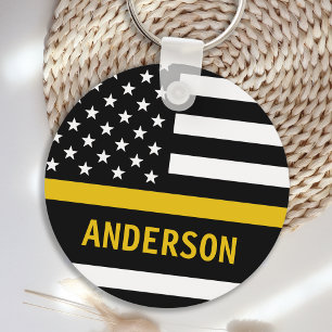 Llavero Dispatcher Personalizado 911 De La Línea De Oro De