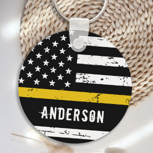 Llavero Dispatcher personalizado con bandera de oro delgad