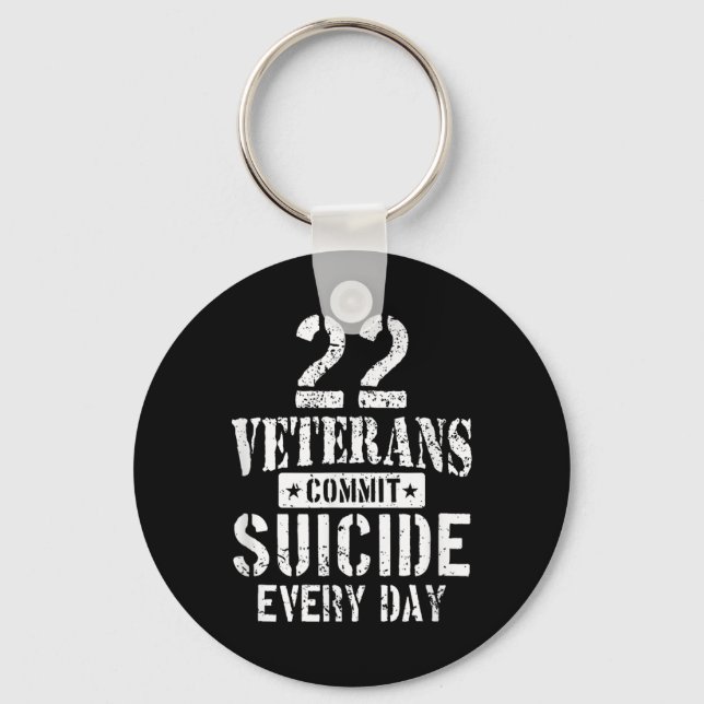 Llavero Distressed 22 Veterans Commit Suicide Every Day  (Anverso)