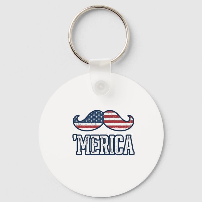Llavero Distressed America Mustache Patriotic Vector Desig (Anverso)